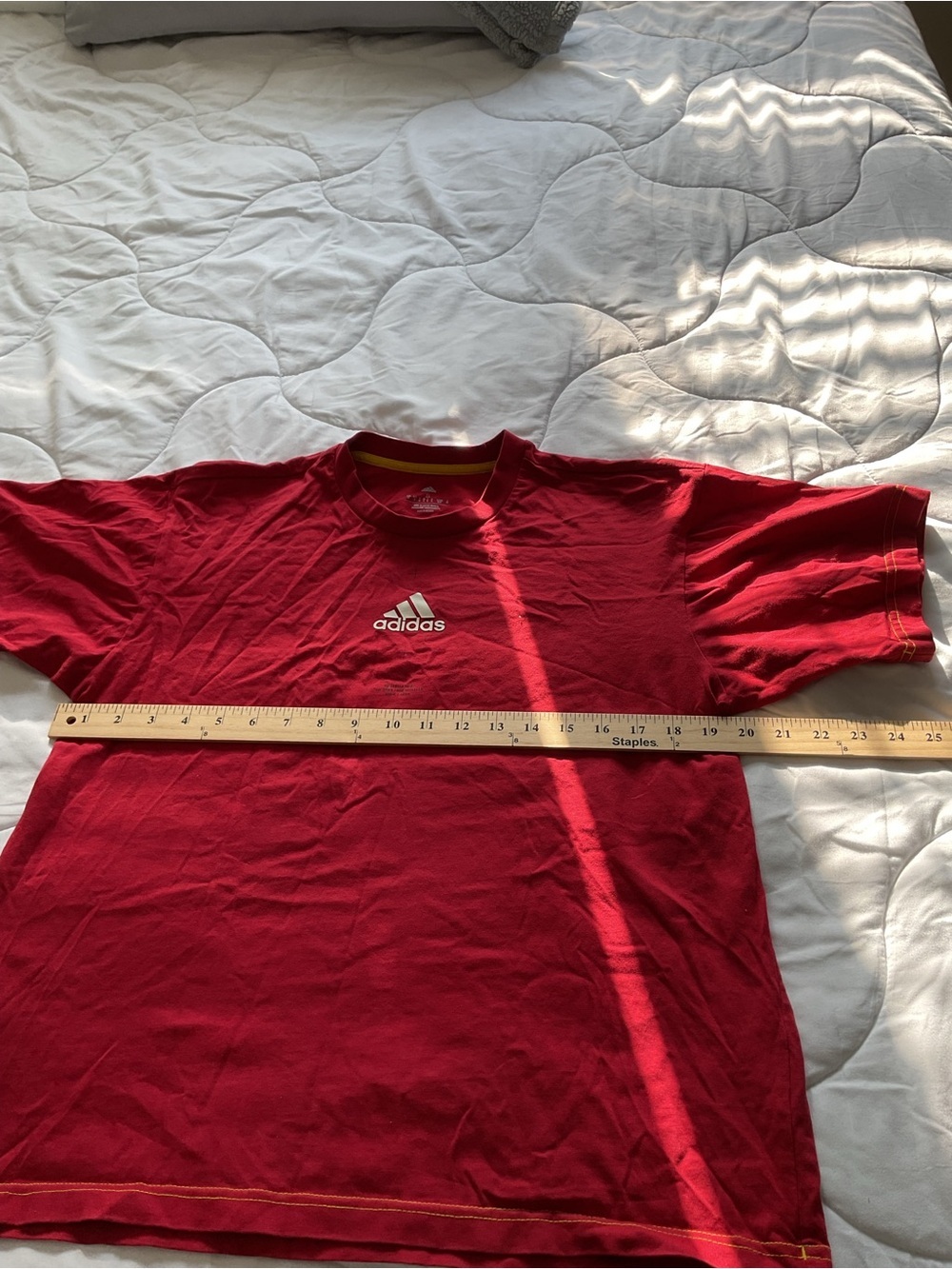 adidas Men’s Red Crew Tee with White Logo - Picture 4 of 9